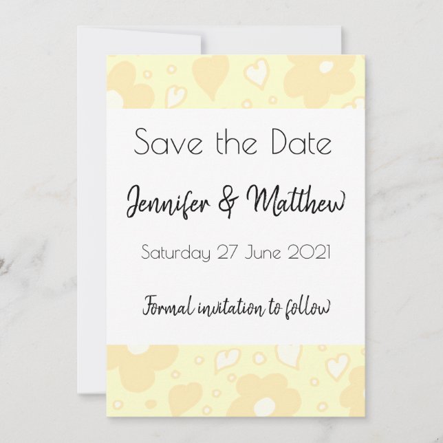 Sepia Flower Pattern Save The Date Card (Front)