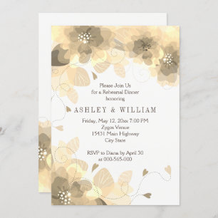 Sepia flowers floral fall wedding rehearsal dinner invitation