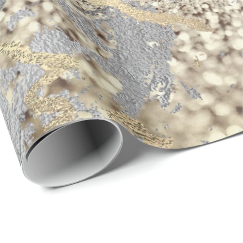 Sepia Foxier Gold Marble Shiny Metal Silver Gray Wrapping Paper