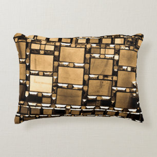 Sepia Geometric Mirror Pattern Accent Pillow