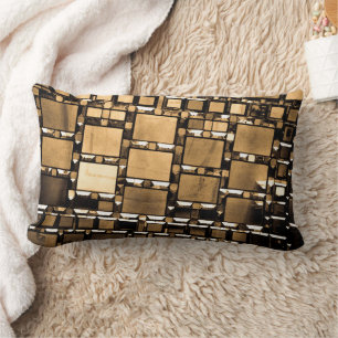 Sepia Geometric Mirror Pattern Lumbar Pillow