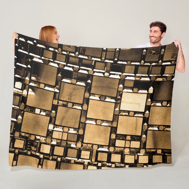 Sepia Geometric Mirrors Fleece Blanket (In Situ)