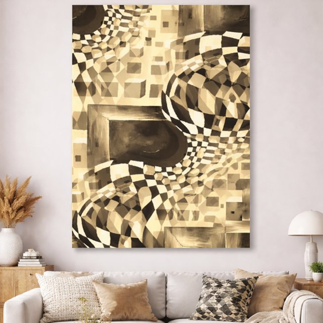 Sepia Geometric Optical Illusion Abstract Pattern  Canvas Print (Creator Uploaded)