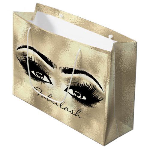 Sepia Gold Glam Minimal Beauty Metallic Eyes Large Gift Bag