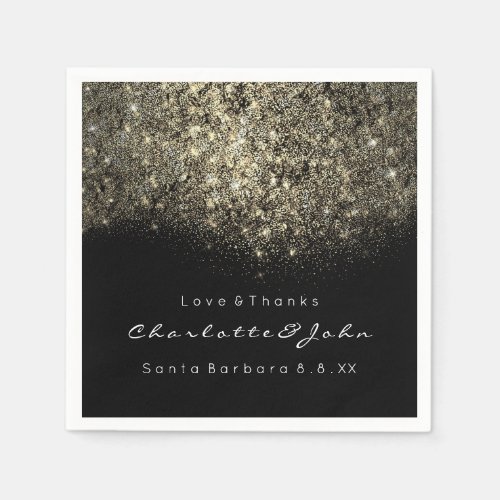 Sepia Gold Glitter Black White Confetti Sequin Paper Napkins