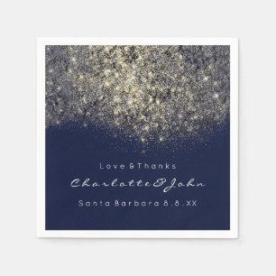 Sepia Gold Glitter Blue Navy Confetti Sequin Paper Napkins