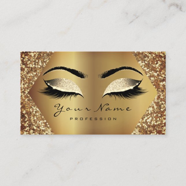 Sepia Gold Glitter Makeup Lashes Glitter effect Business Card (Front)