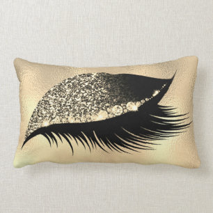 Sepia Gold Glitter Sleep Makeup Eyes Lash Right Lumbar Pillow