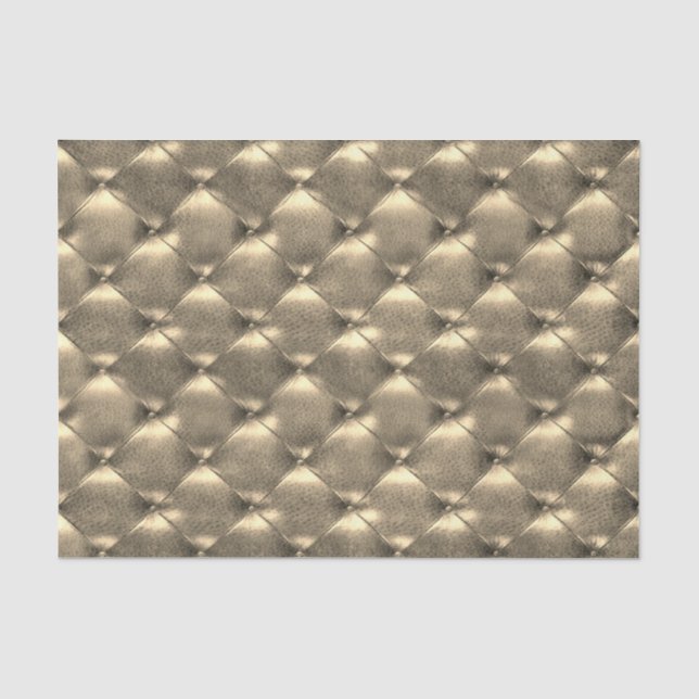 Sepia Gold Luxury Metallic Tufted Leather Tissue Paper (Front)