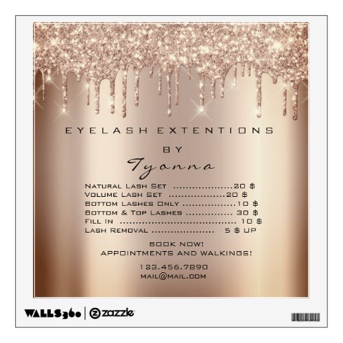 Sepia Gold Price List Makeup Drips  Lash Extension Wall Decal