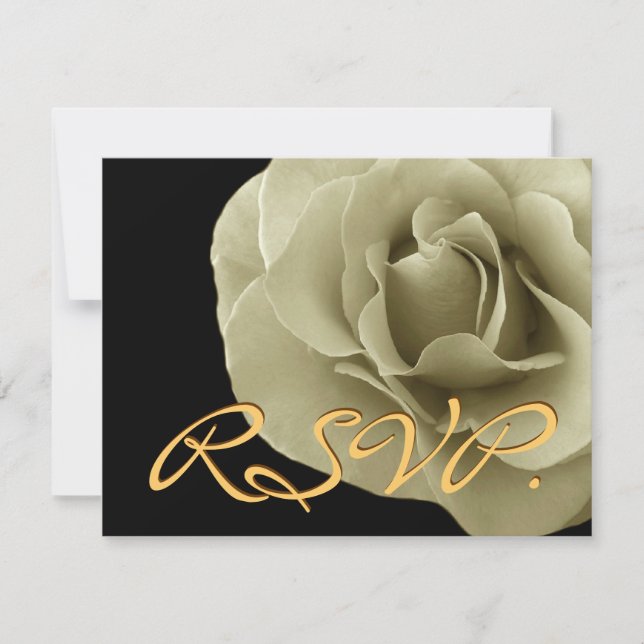 SEPIA & GOLD Rose RSVP Response Card (Front)