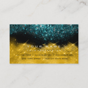 Sepia Gold Sparkly Glitter Teal Black White Business Card