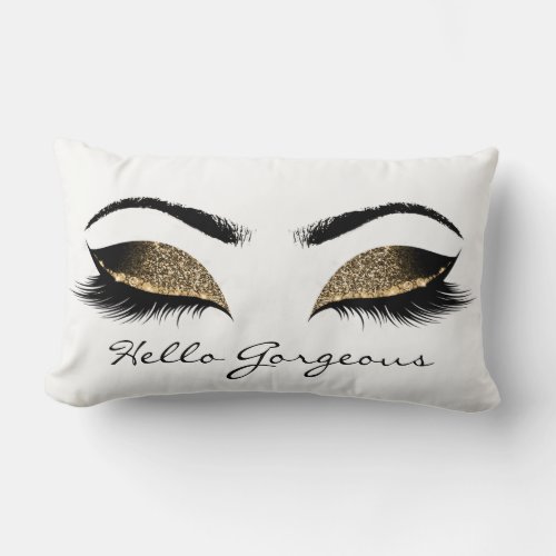 Sepia Gold White Makeup Lashes Hello Gorgeous Lumbar Pillow