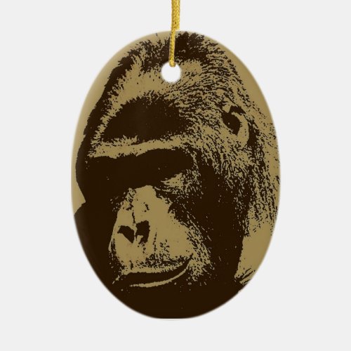 Sepia Gorilla Ceramic Ornament