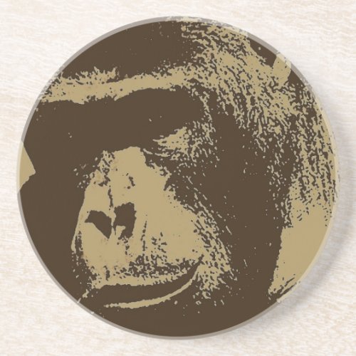 Sepia Gorilla Drink Coaster