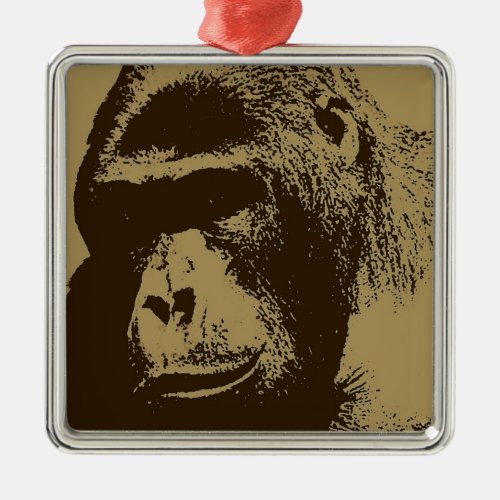Sepia Gorilla Metal Ornament