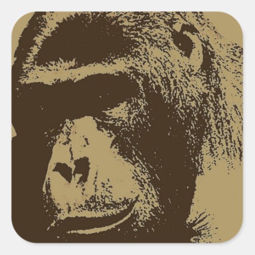 Sepia Gorilla Square Sticker