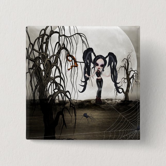 Sepia Goth Girl Button (Front)