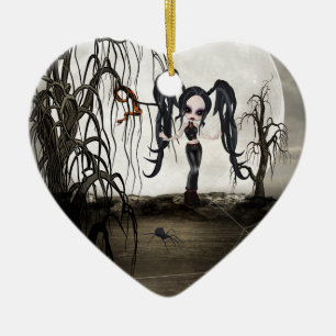 Sepia Goth Girl Ceramic Ornament