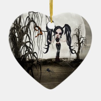 Sepia Goth Girl Ceramic Ornament by Fantasy_Gifts at Zazzle