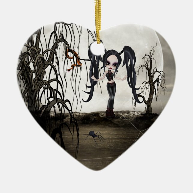 Sepia Goth Girl Ceramic Ornament (Front)