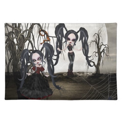 Sepia Goth Girl Cloth Placemat