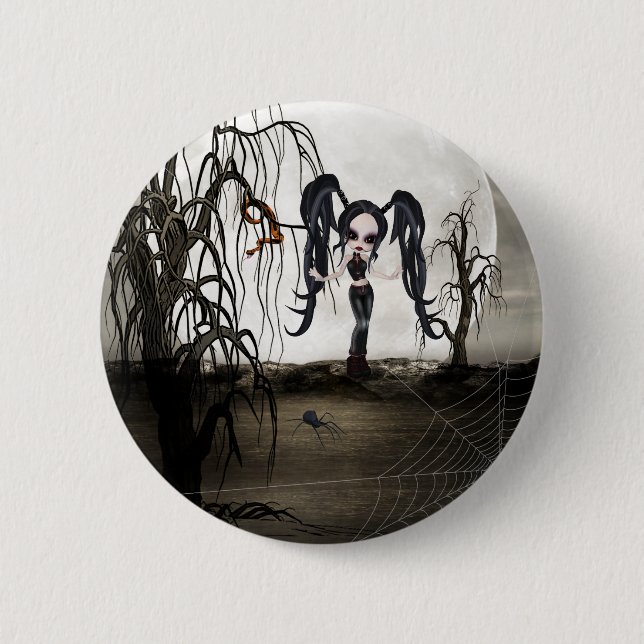 Sepia Goth Girl Pinback Button (Front)