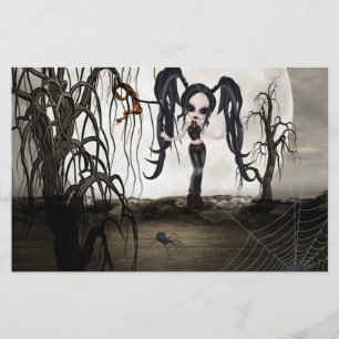 Sepia Goth Girl Stationery