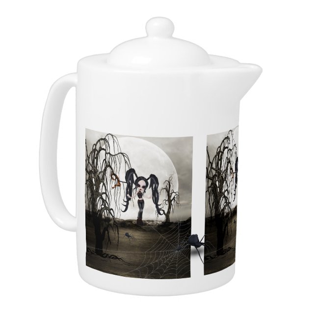 Sepia Goth Girl Teapot (Left)