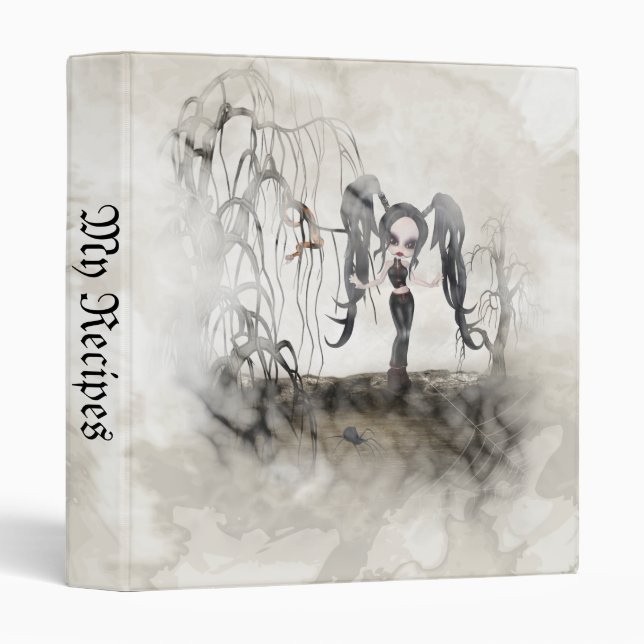 Sepia Goth Girl Vignette 3 Ring Binder (Front/Spine)