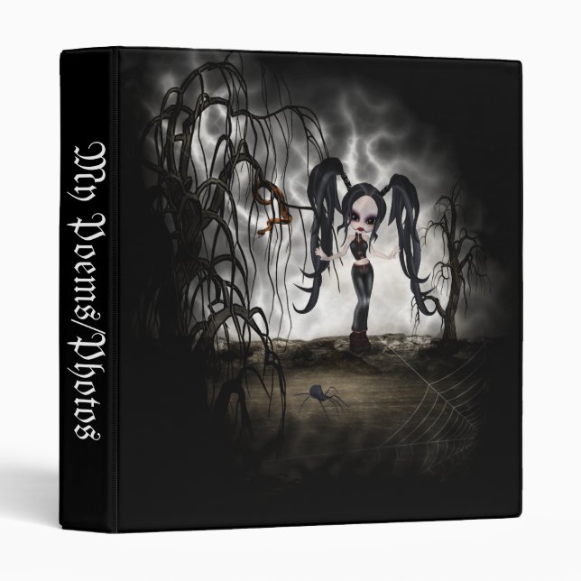 Sepia Goth Girl Vignette 3 Ring Binder (Front/Spine)