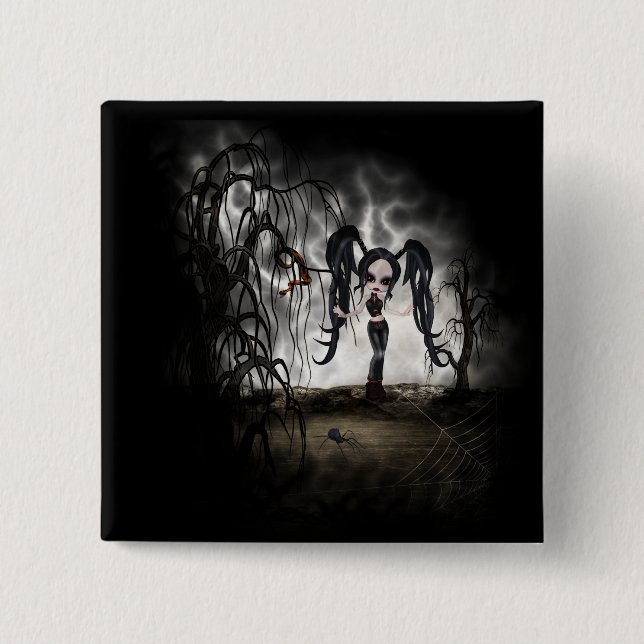 Sepia Goth Girl Vignette Button (Front)