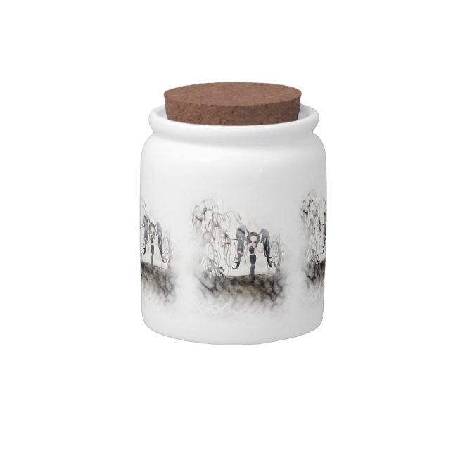 Sepia Goth Girl Vignette Candy Jar (Front)