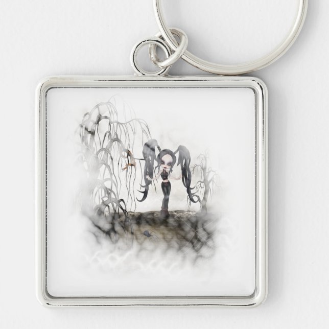 Sepia Goth Girl Vignette Keychain (Front)