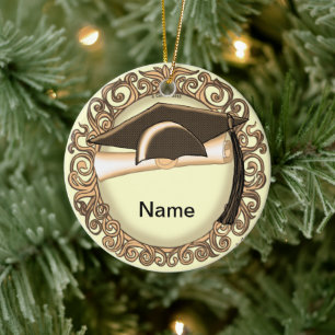 Sepia Graduation Cap custom ornament