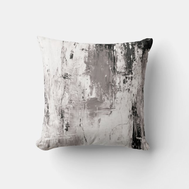 Sepia Gray Black & White Abstract Decor Pillow (Front)