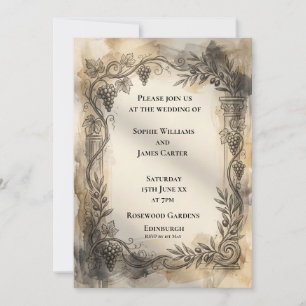 Sepia Highland Manor Wedding Invitation