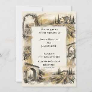 Sepia Highland Venue Wedding Invitation
