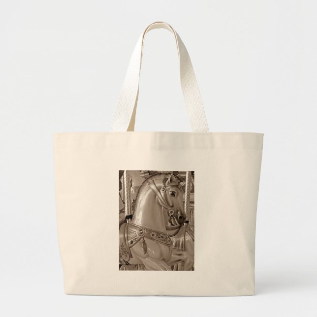 Sepia Horse Large Tote Bag (Front)