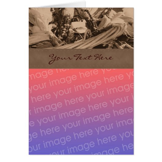 Sepia Indian Corn Autumn Photo Card (Front)
