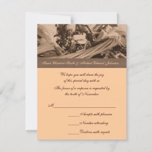 Sepia Indian Corn Basket Wedding RSVP Card
