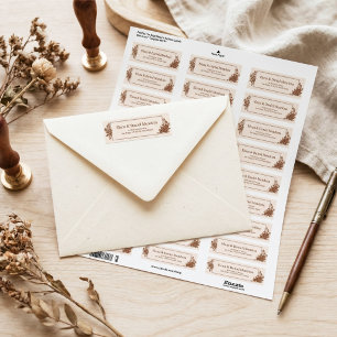 Sepia Ink Engraved Botanical Frame Label