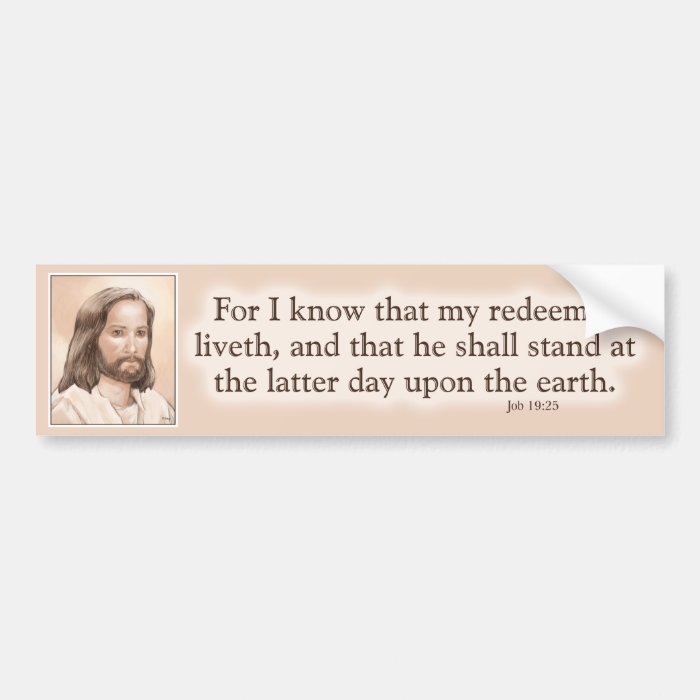 Sepia Jesus Art Bible Quote   Job 1925 Bumper Sticker