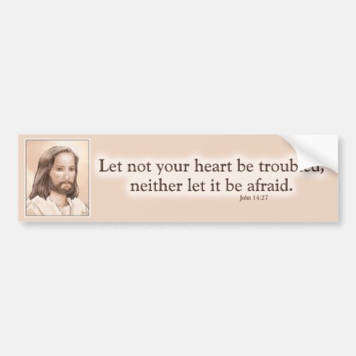 Sepia Jesus Art Bible Quote _ John 1427 Bumper Sticker