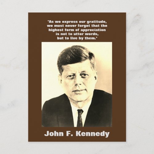 Sepia JFK John F Kennedy Quote Motivational Postcard