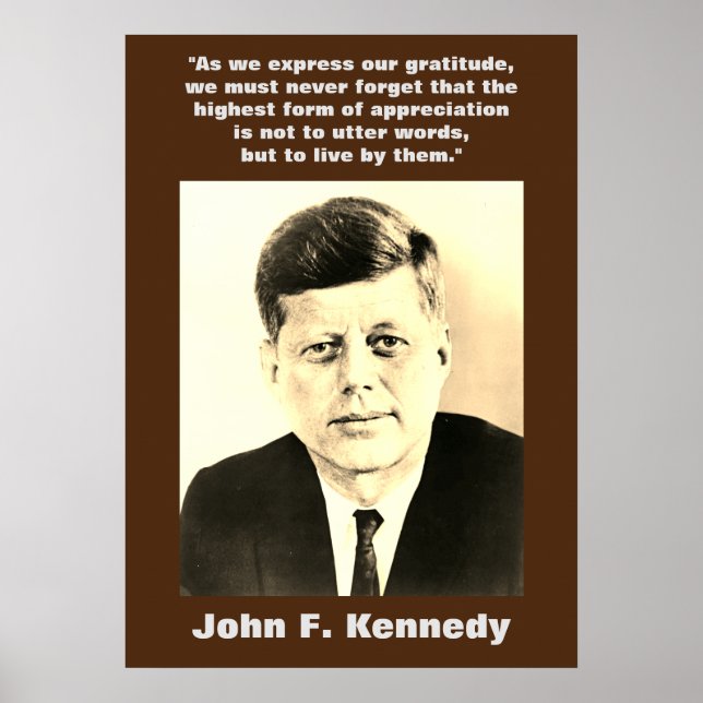 Sepia JFK John F. Kennedy Quote Motivational Poster (Front)
