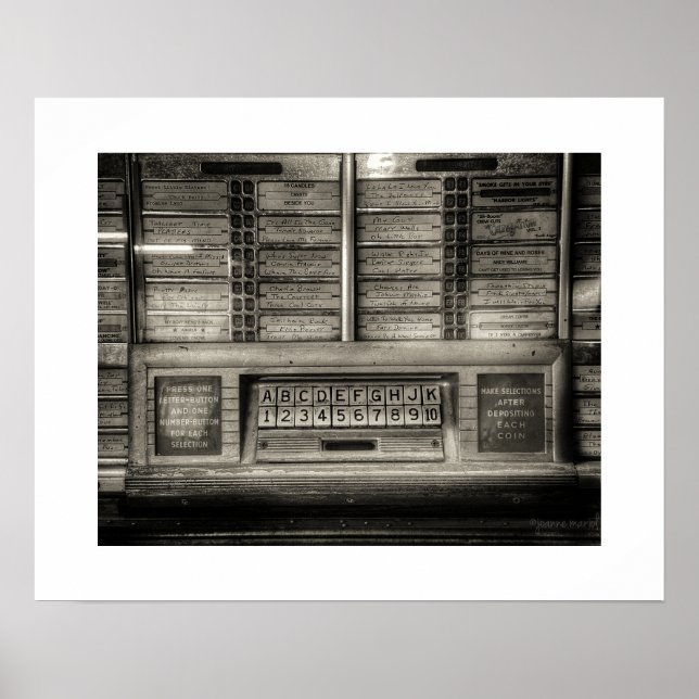 Sepia Jukebox Poster Print (Front)