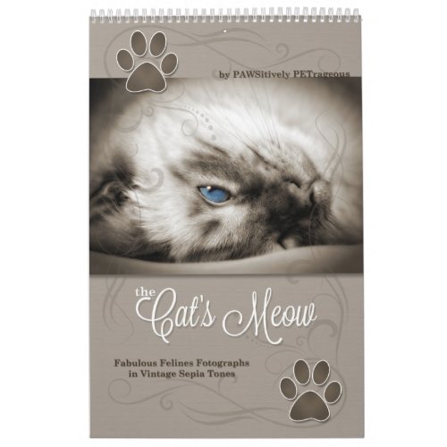 Sepia Kitty Cats for Pet Lover 12 Month Calendar