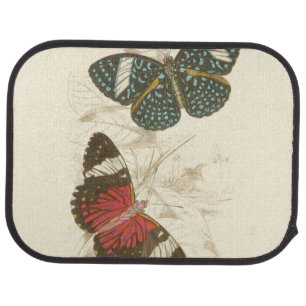 Sepia Leaves with Colorful Butterflies Car Mat