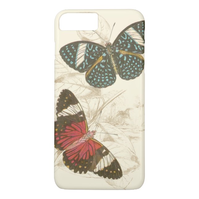 Sepia Leaves with Colorful Butterflies Case-Mate iPhone Case (Back)